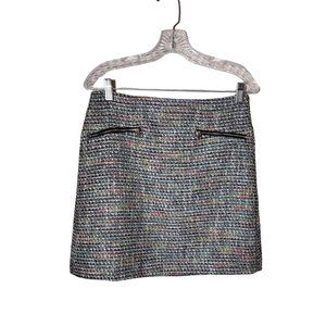 Loft Skirt Womens 4 Mini Tweed Zip Front Pockets Lined Multi Color